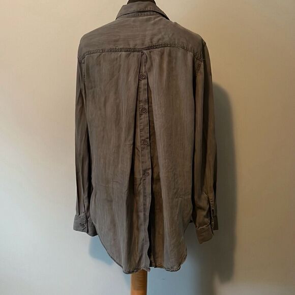 Alexander Jordan Women's Gray Button Up Collared Long Sleeve Soft Denim Shirt - Picture 4 of 12
